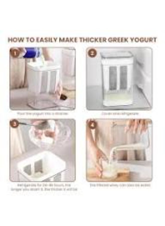 صانعة الزبادي اليوناني واللبن الرائب - مصفاة شبكية دقيقة سعة 1100 مل مع غطاء | فلتر زبادي متعدد الوظائف | صانعة اللبن الرائب للمنزل | فاصل مصل اللبن | مثالية لصنع الزبادي واللبن الرائب والجبن وغيرها في المنزل - Image 5